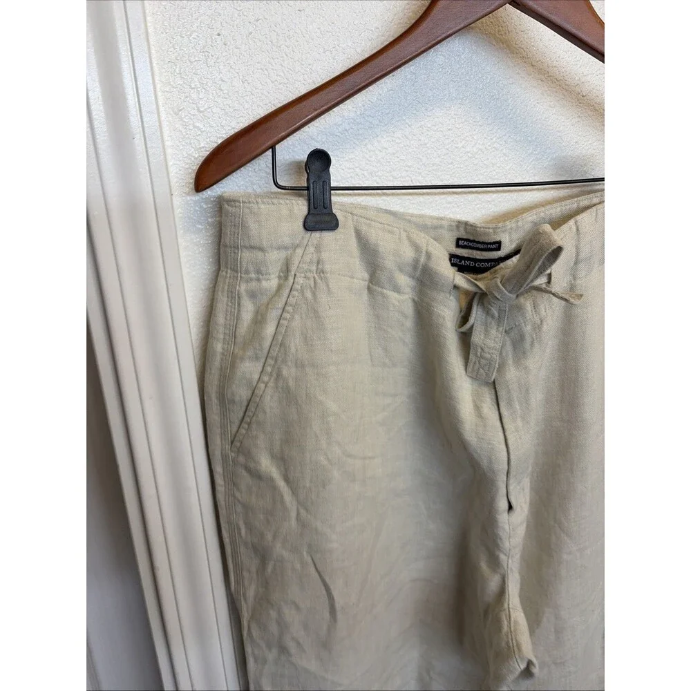 Island Company Mens Beachcomber Linen Pants Size Large Tan Beige Casual